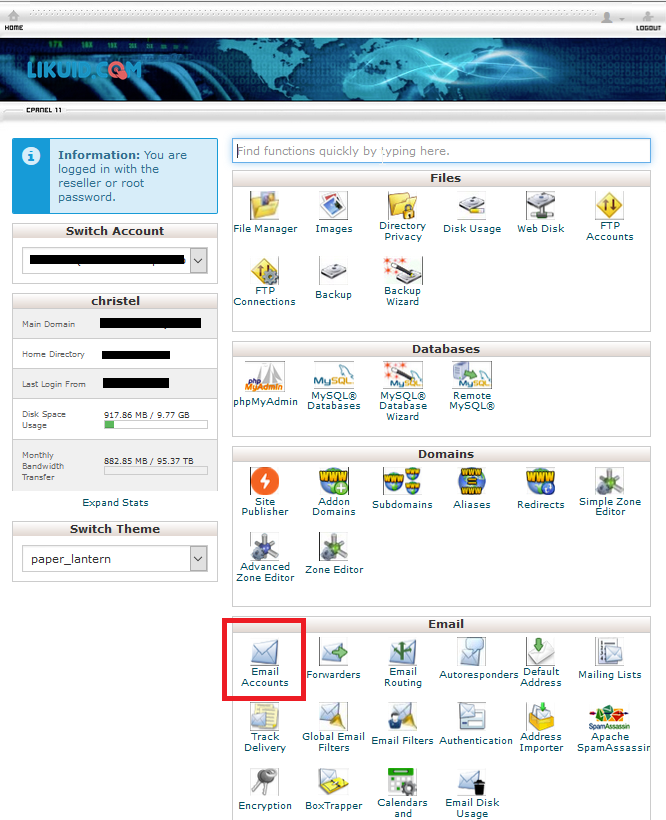Email Accounts in cPanel